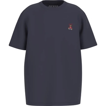 GUESS Изчистена Oversize тениска в тъмно синьо за момче с къс ръкав и малко мече отпред Guess