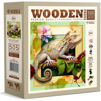 WoodenCity Dřevěné 2023 Chameleon a Květiny 505 dílků