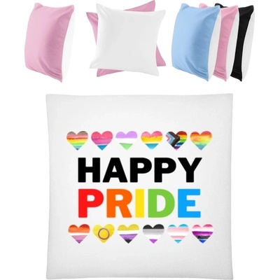 Darčeky PrintEQ Štvorcový Farebný Vankúš Nápis Happy Pride Biela Anitcká Ružová 40x40