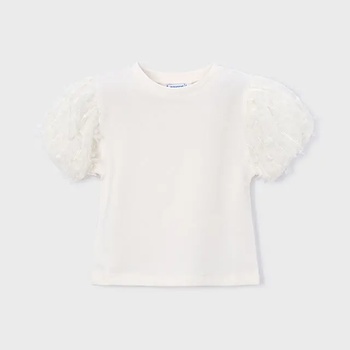 MAYORAL Тениска къс ръкав тюл фантазия мръснобял цвят за мини момиче Mayoral
