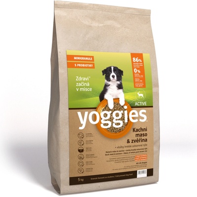 Yoggies Kachní maso & zvěřina minigranule lisované za studena s probiotiky 5 kg