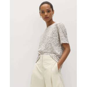 Marks & Spencer Тениска с принт, от смес памук и модал Marks & Spencer бяла Marks & Spencer | Byal | ЖЕНИ | 14