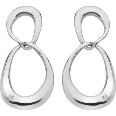 Hot Diamonds Pôvabné strieborné visiace náušnice s diamantmi Sleek DE742
