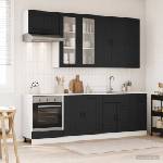vidaXL Кухненски единица LUCCA 8 бр. Черно Инженерна дървесина (3438154)