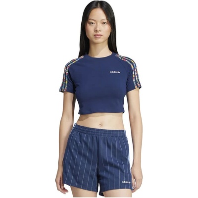 Бебешка тениска Adidas Originals X Liberty London 3 Stripes Infill Baby short sleeve T-shirt - Blue (Night Indigo / Multicolor)