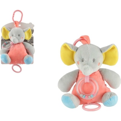 Teddies Slon naťahovací hrací strojček hrkálka plyš