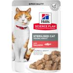 Hill's Мокра храна за кастрирани котки на възраст от 6 месеца до 6 години Hill's Science Plan Feline Young Adult Sterilised, пауч със сьомга в сос, 85 г