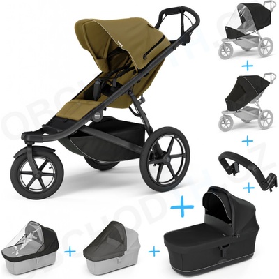 Thule Set 7v1 Urban Glide 3 Nutria green 2024 + pláštěnka + ochranná síť + madlo + korba Black + pláštěnka + ochranná síť na korbu