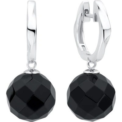 Gaura Pearls stříbrné náušnice Antoinette onyx SK22220EL Černá