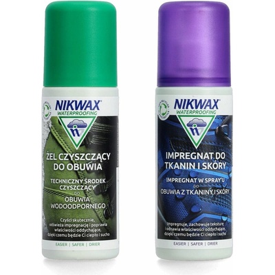 Nikwax Twin Fabric & Leather Spray/Footwear Cleaning Gel Brush 2 x 125 ml