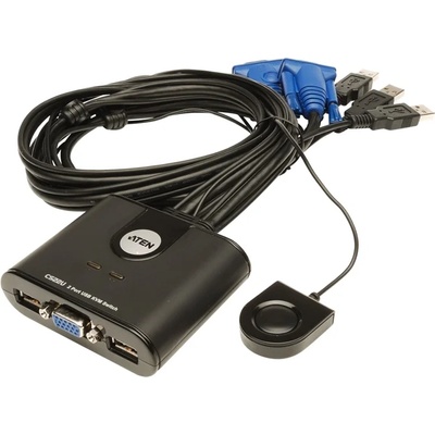 ATEN KVM суич Aten CS22U, от 2x USB A(ж), 1x HDB-15(ж) към 4x USB A(м), 2x HDB-15(м), 1 устройство (CS22U)