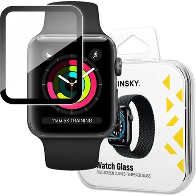 Wozinsky Хибриден скрийн протектор от закалено стъкло Wozinsky за Apple Watch 3 38mm / Watch 2 38mm / Watch 1 38mm, черен (SPM-4Relay)