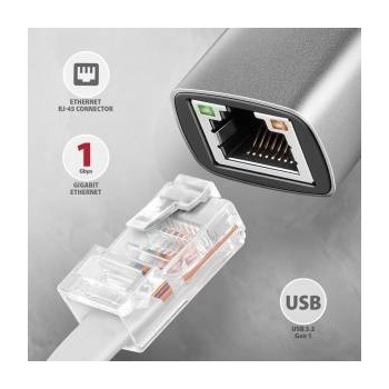 AXAGON ADE-TXCA Network Card Gigabit Ethernet Adapter, USB-C (USB-A Reduction) 3.2 Gen 1, Automatic Installation
