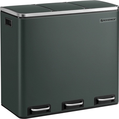 SongmicsHome Kôš na separovanie odpadu SORT 3 × 18 l, antracitová/strieborná LTB54GS