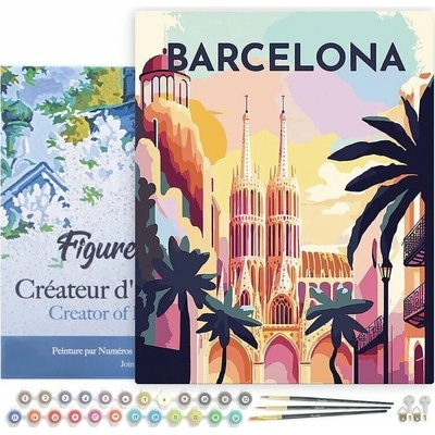 Figured ART Malování podle čísel VINTAGE BARCELONA na rámu 40 x 50 cm