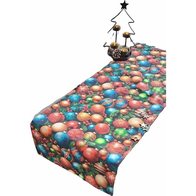 LKV Lomnice Textilní běhoun Vánoce s motivem vánočních ozdob 30x120cm