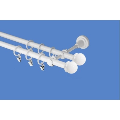OK-GarnýžeCZ Garnýž kovová dvouřadá 19mm Todi double bílá 410 cm do stropu / kroužky s háčkem