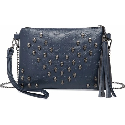 Miss Lulu KONO dámska crossbody kabelka s lebkami navy
