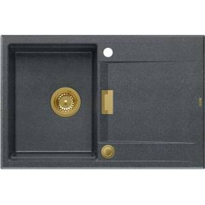 Quadron Unique Oven вградена мивка от композитен материал, черен диамант - злато 76x50 см (HQO7650U8_PVDG1) Мивка за вграждане