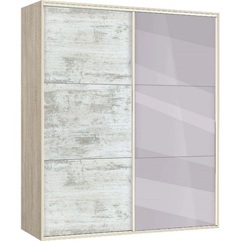 Bogdan Furniture G Двукрилен гардероб с плъзгащи врати Мебели Богдан Модел bm-ava 41, кристал със сонома