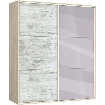 Bogdan Furniture G Двукрилен гардероб с плъзгащи врати Мебели Богдан Модел bm-ava 41, кристал със сонома