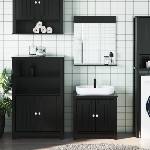 vidaXL Комплект мебели за баня от 3 части BERG черен бор масив (3206499)