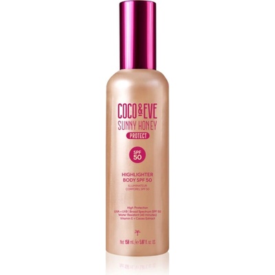 Coco & Eve Sunny Honey Highlighter Body SPF50 защитен серум с озаряващ ефект SPF 50 150ml