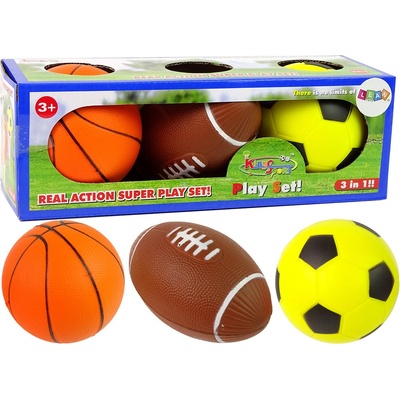 Súprava mäkkých lôpt 3v1 futbal basketbal baseball