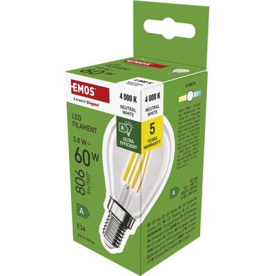 Emos LED FLM MINI GL 3,8 W 60 W 806lm E14 NW A CLAS
