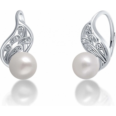 JwL Luxury Pearls Půvabné stříbrné s pravou bílou perlou JL0706