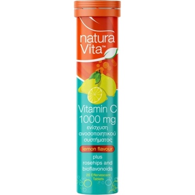 Natura Vita Vitamin C 1000 mg plus Rose Hips Effervescent [20 ефервесцентни таблетки] Лимон