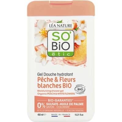 SO’BiO étic Gel sprchový s broskví a bílými květy BIO 450 ml