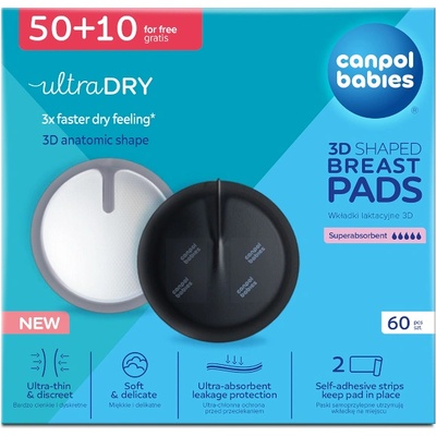 Canpol babies Подплънки за кърма с лепенка Canpol - 60 броя, Черни (1/655C)