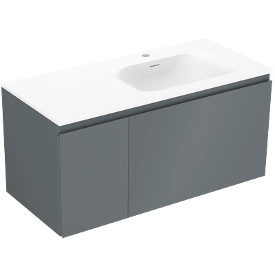Mexen Orio шкаф за баня 100 см с мивка Vela дясна, 1S, 1D, графит мат/бял мат - 91A13-10047-3-BBFF66-W23P01 (91A13-10047-3-BBFF66-W23P01)