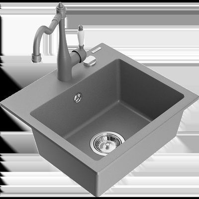 Milo мивка от гранит с 1 отделение с кухненски смесител Carla, сив - 6505-71-670700-71 (6505-71-670700-71)
