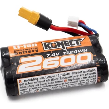 KONECT Батерия 2 клетки Konect LiIon Battery 7.4V 2600mAh 15C XT60 KN-LI0742600-XT60 (KN-LI0742600-XT60)