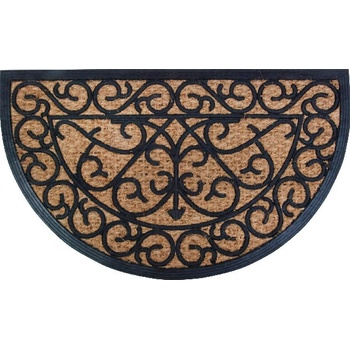 ESSCHERT DESIGN BEST FOR BOOTS půlkulatá s kokosovým vláknem a ornamenty černá 74,5 x 45 cm