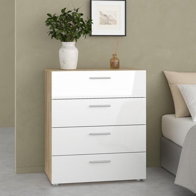 Скрин Pepe с 4 чекмеджета Дъб и бял гланц