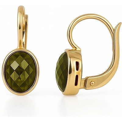 Vltavín Moldavite Zlaté náušnice s vltavínem ovál 2000367480000B