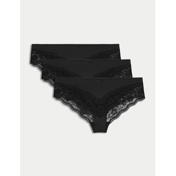 Marks & Spencer Бразилски бикини с дантелен ръб, 3 бр. в опаковка Marks & Spencer черна Marks & Spencer | Cheren | ЖЕНИ | 6