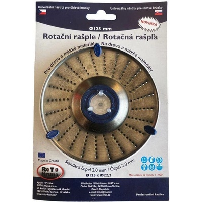 Rašple rotační střední, Ø 125 mm, čepel 2,0 mm