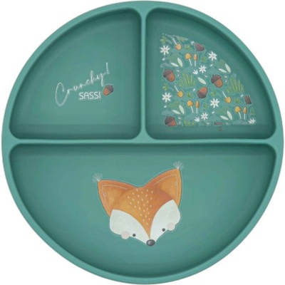 Sassi Силиконова чиния с вакуум Sassi - Crunchy The Fox, зелена (SSSI1662)