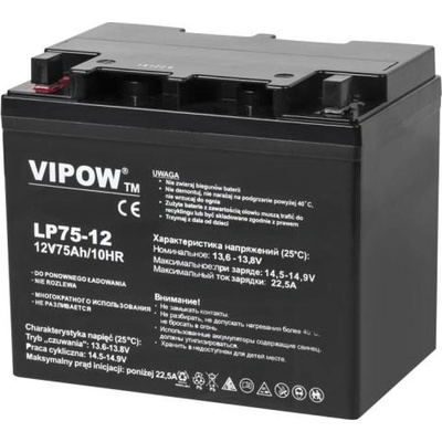 VIPOW Baterie olověná 12V / 75Ah bezúdržbový akumulátor