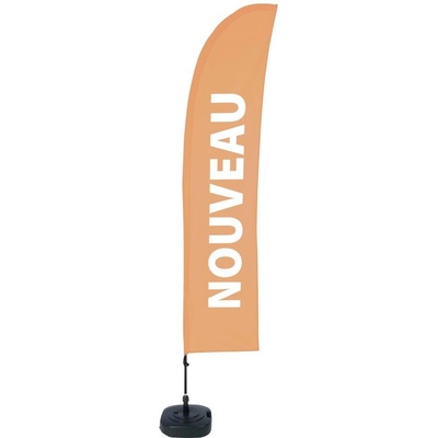 Jansen Display Beach Flag Budget Wind Complete Set New Orange French ECO, 1010 x 4305 mm