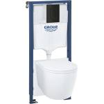 GROHE Start Round - Комплект за монтаж пред стена, тоалетна чиния „Start Round, седалка „Softclose и бутон „Even, матово черно 103847SH00 (103847SH00)