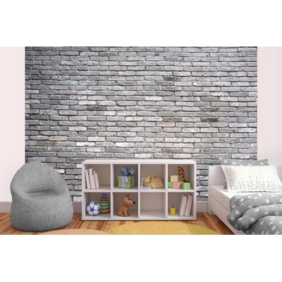 DIMEX ART Самозалепваща се флизелинова фототапета декорация от сив тухлен материал 375 x 250 см