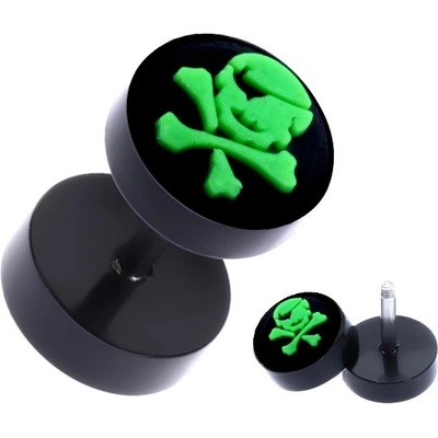 Šperky eshop akrylový fake piercing do ucha s pirátským symbolem PC35.07