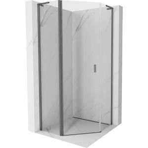 Mexen Mist L петоъгълна душ кабина с врата 100 x 100 см, прозрачно, четкано сиво (8A8L-100-100-66-00)
