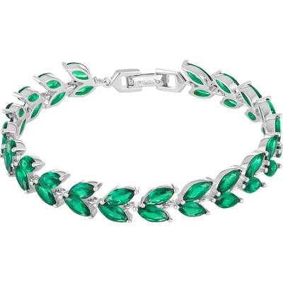Preciosa Stříbrný náramek Preciosa Majestic s kubickou zirkonií, emerald 5452 66