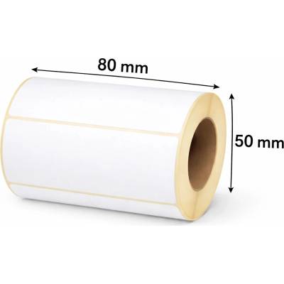 Termo Etiketa 80 mm x 50 mm, Thermo eco, Biela, Dutinka 40 mm, 1000 ks/kotúč, Permanentné lepidlo, Priemer kotúča